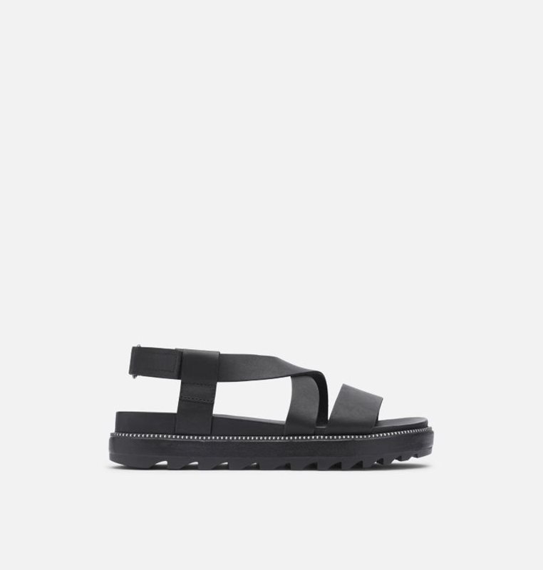 Womens Sandals Black - Sorel Roaming™ Criss Cross Flat - 658029-BVI